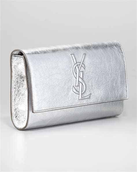 fake ysl silver clutch